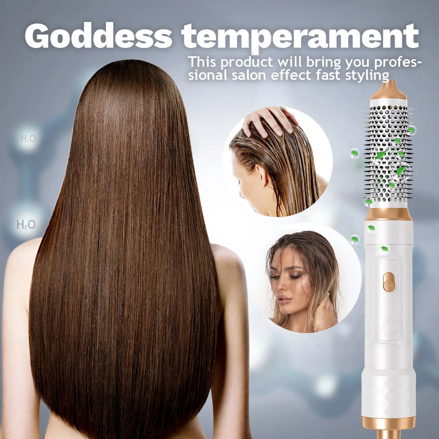 Airbrush 5 en 1 Air Styler, Air Brush 5 en 1 avec Seche Cheveux, Brosse Soufflante, Fer a Boucler, Thermal Brush, Brosse Lissante Seche Cheveux 5 en 1 pour Sécher, Boucler, Lisser
