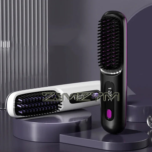 Fer à lisser sans fil - Brosse à air chaud - Ion négatif - Lisseur à cheveux - Chauffage rapide des années 20 - Design anti-brûlure - Pour tous les types de cheveux - Rechargeable par USB