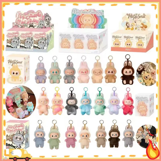 Boîte aveugle surprise en PVC pour Labubu assis, macaron de qualité de 2e génération, cadeau de vacances